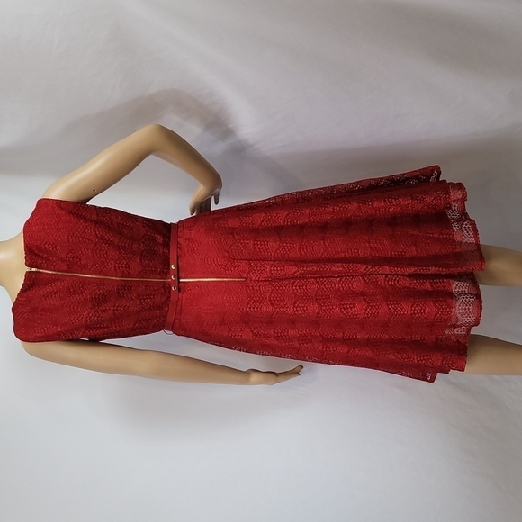 DANNY Nicole Fit and Flare Red Lace Dress - Picture 15 of 17